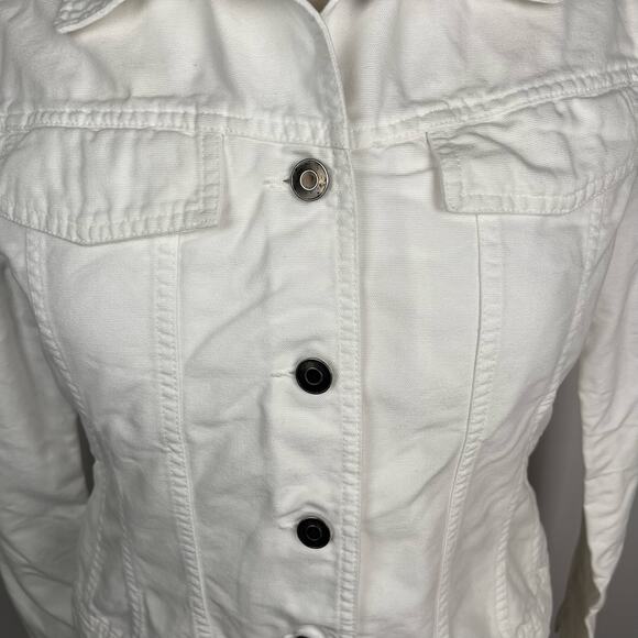 MERONA White Light Wash Denim 100% Cotton Jean Jacket Women Small Classic Basic - Picture 2 of 10